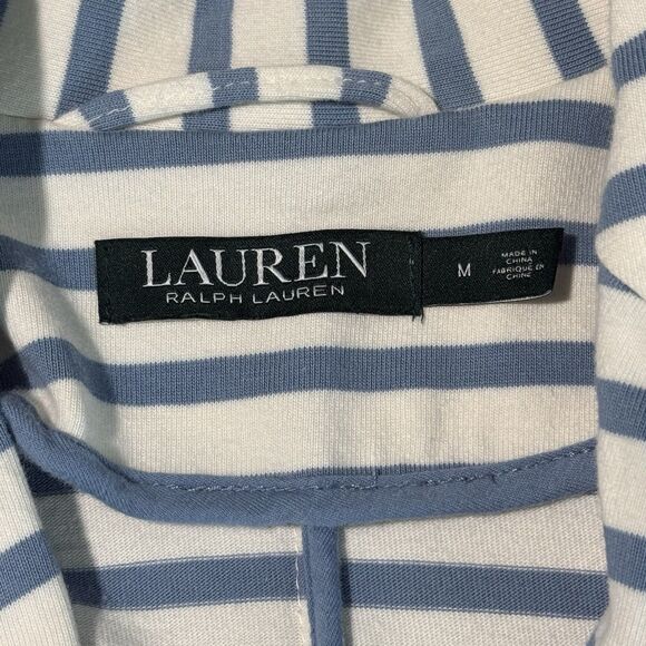 Lauren Ralph Lauren Striped Cotton Blazer Womens M Blue White Coastal Preppy - Picture 5 of 13